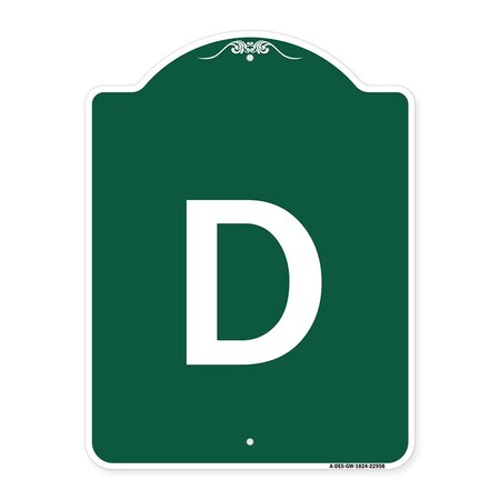 Signmission Designer Series Sign-Sign W/ Letter D, Green & White Aluminum Sign, 18" x 24", GW-1824-22958 A-DES-GW-1824-22958